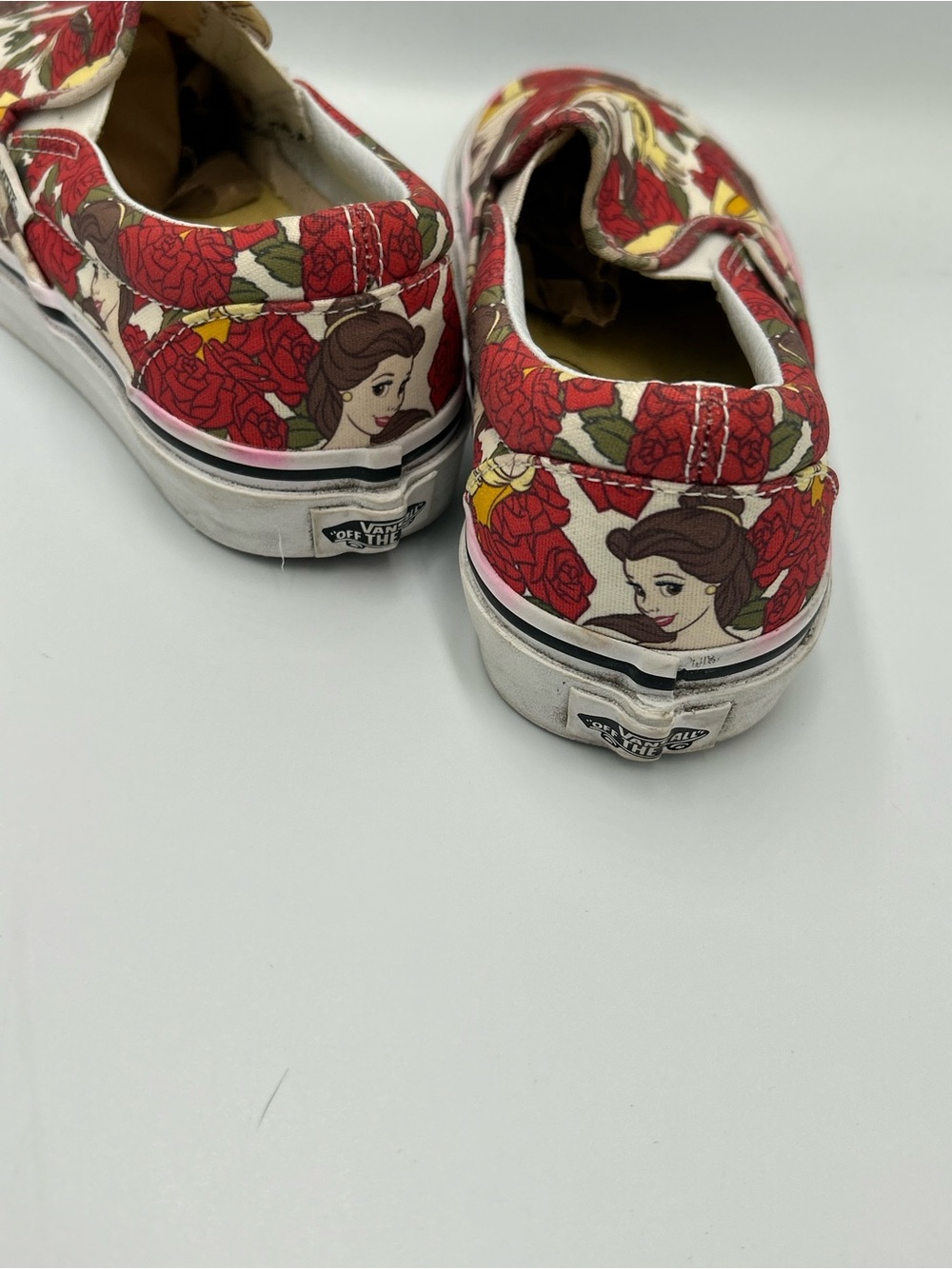 Vans Disney Cream Slip-On Sneakers with Belle and Red Rose Print - Picture 4 of 5